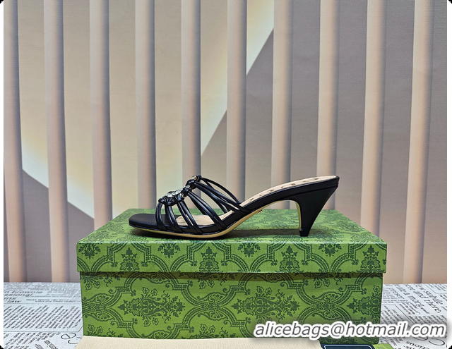 Classic Hot Gucci Sandals Crystal-Embellished Diamond Buckle in Black 60701705