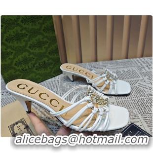 Good Product Gucci Sandals Crystal-Embellished Diamond Buckle in White 60701705