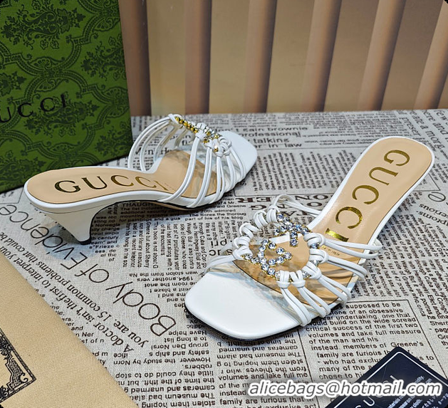 Good Product Gucci Sandals Crystal-Embellished Diamond Buckle in White 60701705