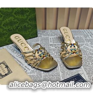 Most Popular Gucci Sandals Crystal-Embellished Diamond Buckle in Gold 60701705