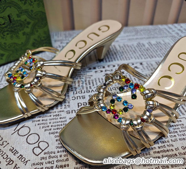 Most Popular Gucci Sandals Crystal-Embellished Diamond Buckle in Gold 60701705