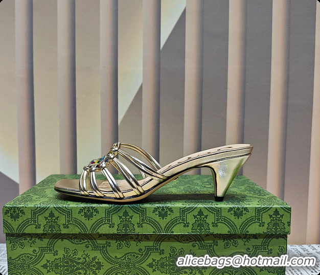 Most Popular Gucci Sandals Crystal-Embellished Diamond Buckle in Gold 60701705