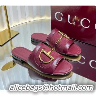 Top Design Gucci Slide Sandal with Horsebit in Red 60701706