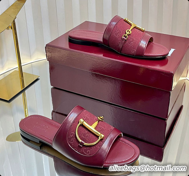 Top Design Gucci Slide Sandal with Horsebit in Red 60701706