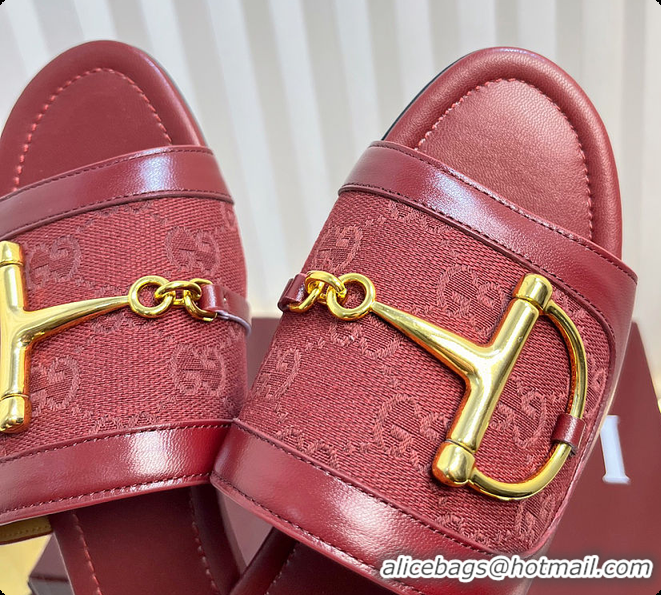Top Design Gucci Slide Sandal with Horsebit in Red 60701706