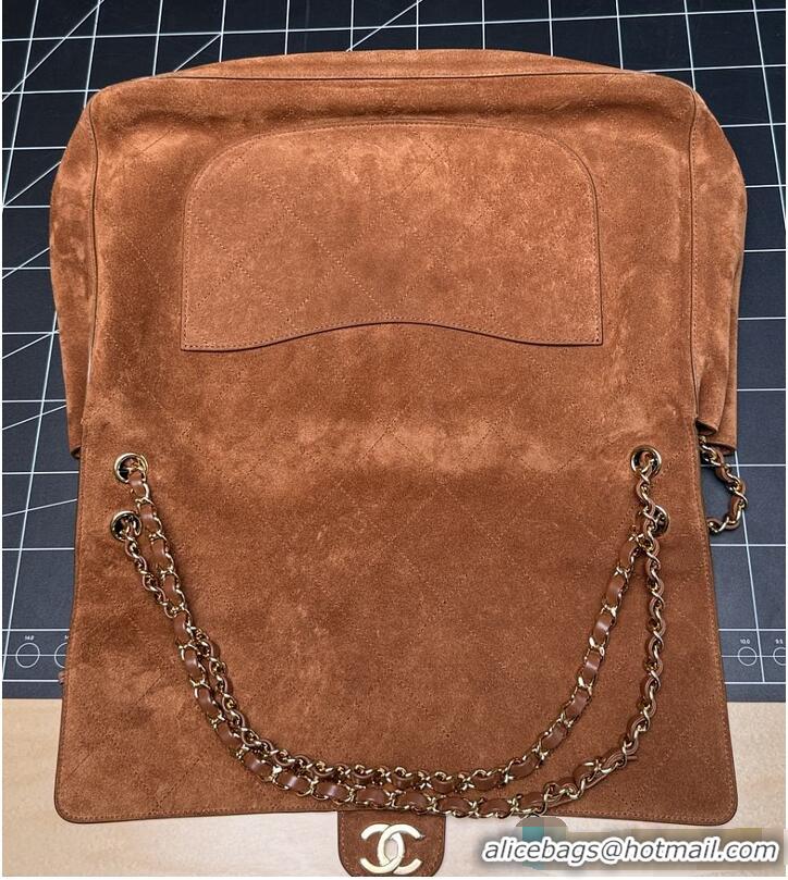 Buy Discount Chanel Metiers d'art Maxi Flap bag Suede Calfskin & Gold-Tone Metal CH5897 Camel 2026