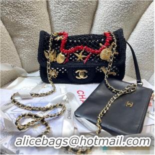 Best Quality Chanel Coco Beach Small Flap Bag Mesh With Charms & Gold-Tone Metal CH59901 Black 2026