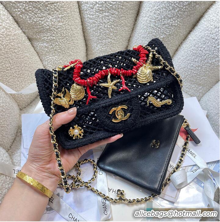 Best Quality Chanel Coco Beach Small Flap Bag Mesh With Charms & Gold-Tone Metal CH59901 Black 2026