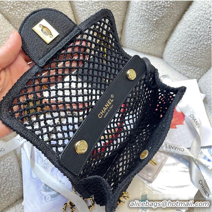 Best Quality Chanel Coco Beach Small Flap Bag Mesh With Charms & Gold-Tone Metal CH59901 Black 2026