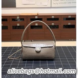 Best Product Chanel Metiers D'art Clutch With Chain Crocodile Embossed Calfskin & Gold-Tone Metal CH59903 Dark Khaki 202