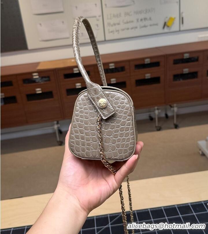 Best Product Chanel Metiers D'art Clutch With Chain Crocodile Embossed Calfskin & Gold-Tone Metal CH59903 Dark Khaki 202