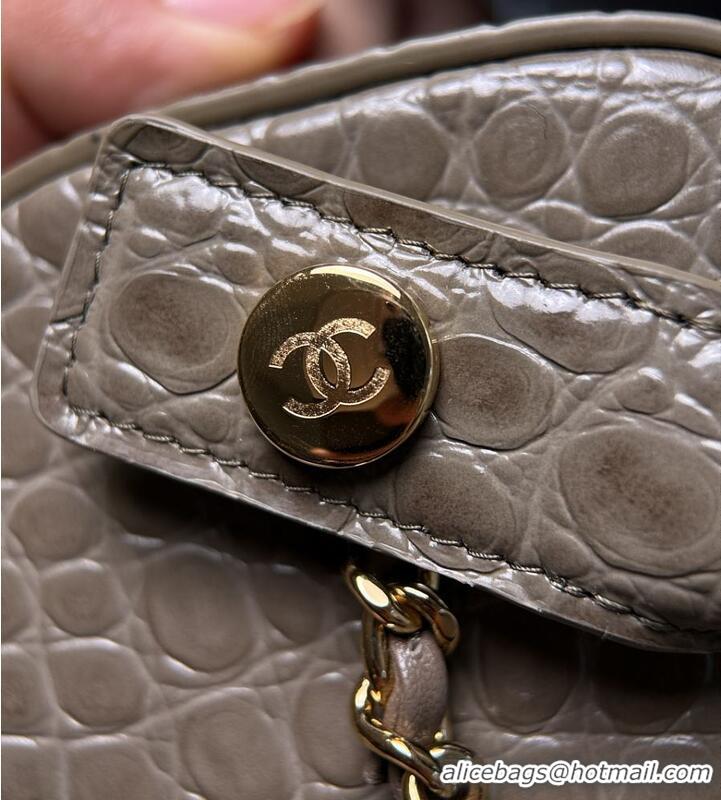 Best Product Chanel Metiers D'art Clutch With Chain Crocodile Embossed Calfskin & Gold-Tone Metal CH59903 Dark Khaki 202