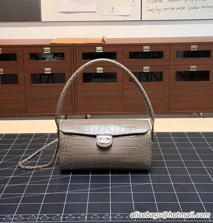 Best Product Chanel Metiers D'art Clutch With Chain Crocodile Embossed Calfskin & Gold-Tone Metal CH59903 Dark Khaki 202