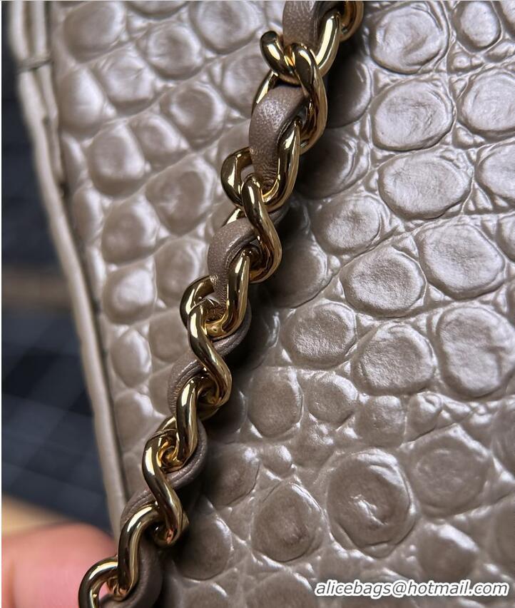 Best Product Chanel Metiers D'art Clutch With Chain Crocodile Embossed Calfskin & Gold-Tone Metal CH59903 Dark Khaki 202