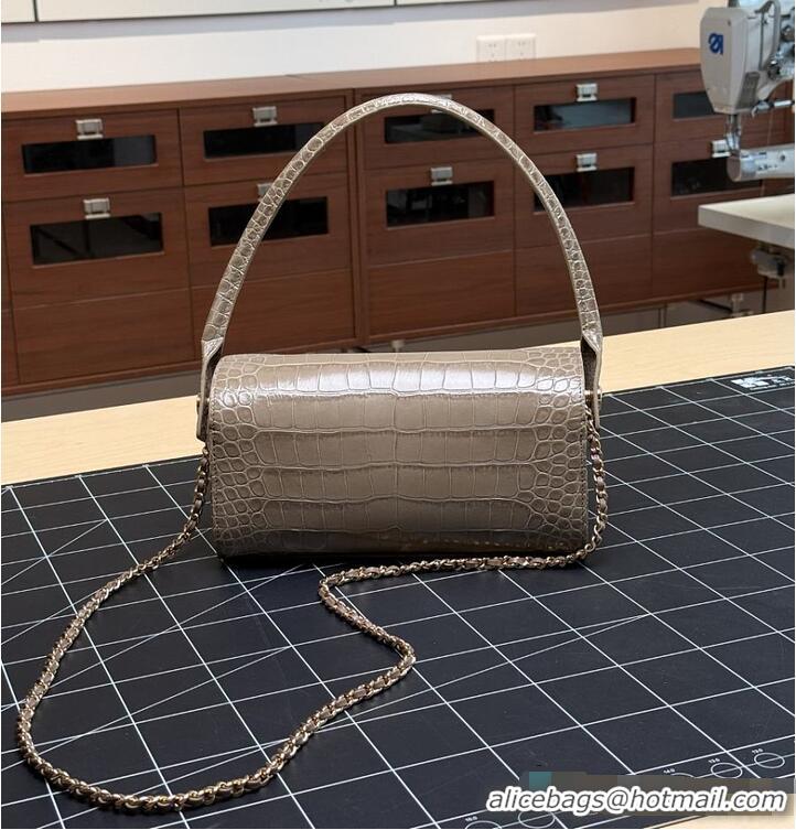 Best Product Chanel Metiers D'art Clutch With Chain Crocodile Embossed Calfskin & Gold-Tone Metal CH59903 Dark Khaki 202