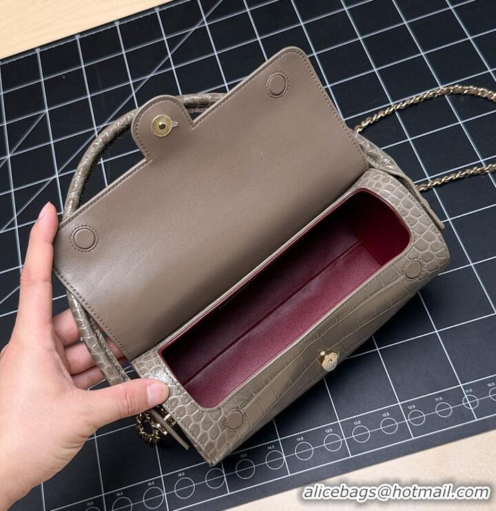Best Product Chanel Metiers D'art Clutch With Chain Crocodile Embossed Calfskin & Gold-Tone Metal CH59903 Dark Khaki 202