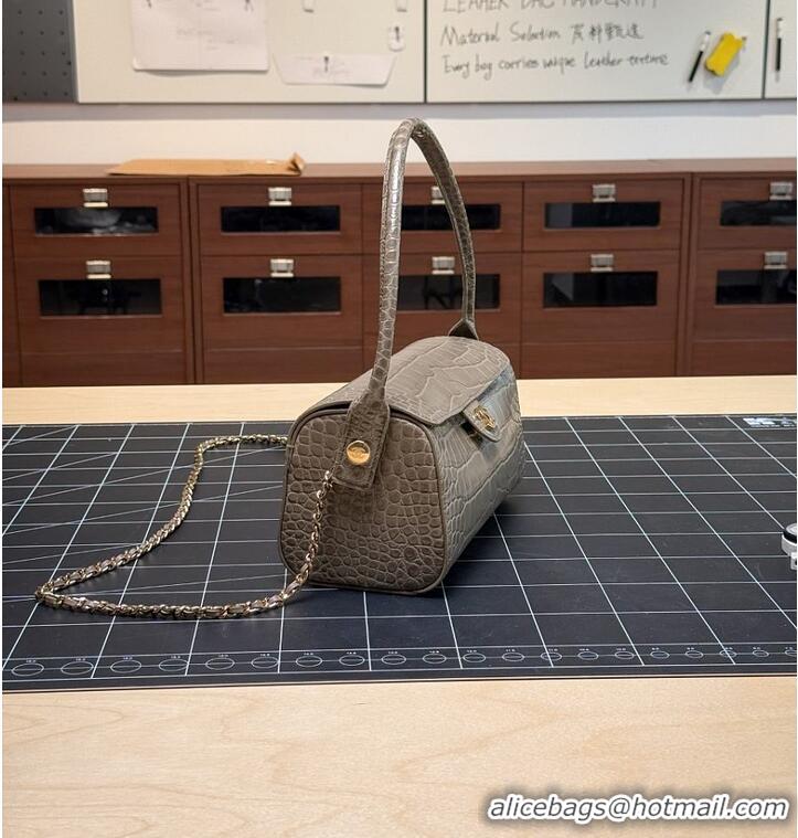 Best Product Chanel Metiers D'art Clutch With Chain Crocodile Embossed Calfskin & Gold-Tone Metal CH59903 Dark Khaki 202