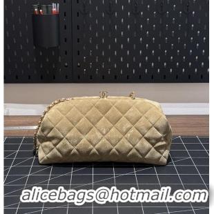 Best Price Chanel Clutch with chain Suede Calfskin & Gold Metal CH59904 Dark Beige Spring Summer 2026