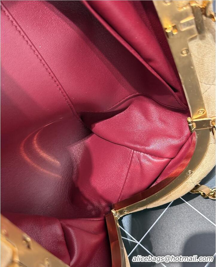 Best Price Chanel Clutch with chain Suede Calfskin & Gold Metal CH59904 Dark Beige Spring Summer 2026