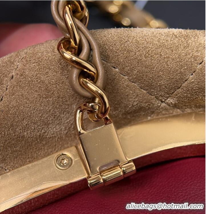 Best Price Chanel Clutch with chain Suede Calfskin & Gold Metal CH59904 Dark Beige Spring Summer 2026