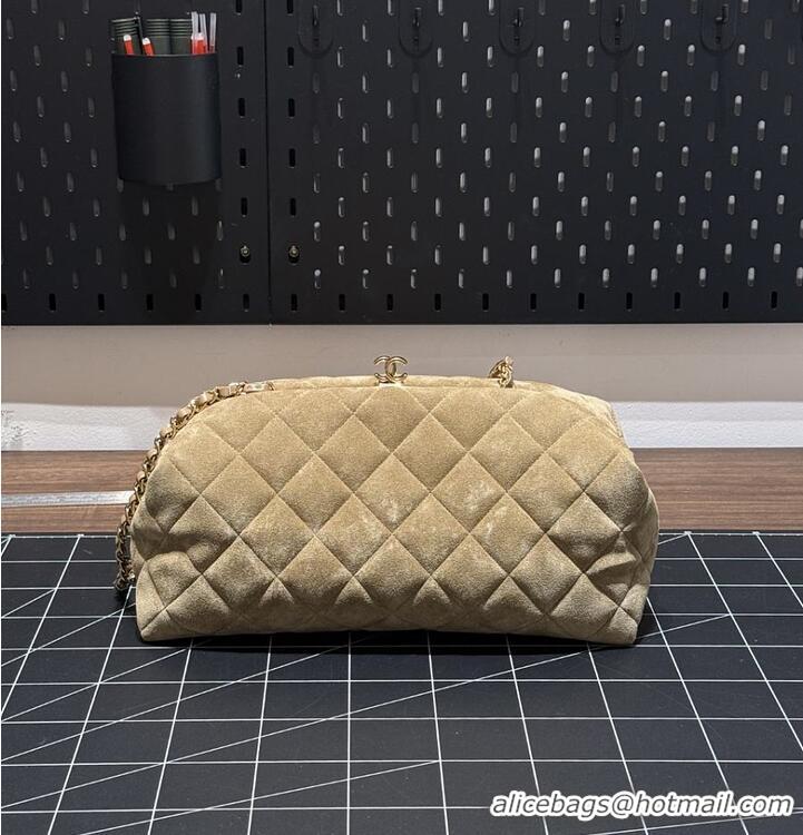 Best Price Chanel Clutch with chain Suede Calfskin & Gold Metal CH59904 Dark Beige Spring Summer 2026