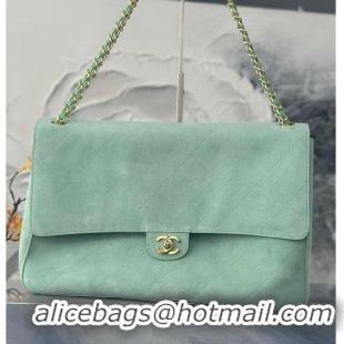 Well Crafted Chanel Maxi Flap bag Suede Calfskin & Gold-Tone Metal AS6233 Tiffany Blue 2026