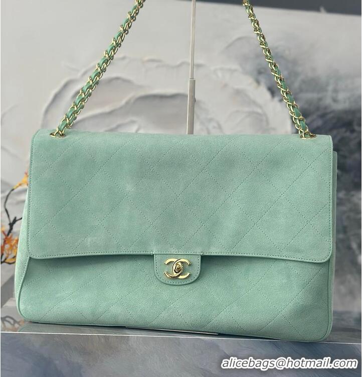 Well Crafted Chanel Maxi Flap bag Suede Calfskin & Gold-Tone Metal AS6233 Tiffany Blue 2026
