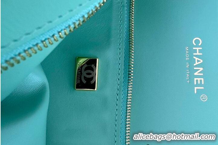 Well Crafted Chanel Maxi Flap bag Suede Calfskin & Gold-Tone Metal AS6233 Tiffany Blue 2026