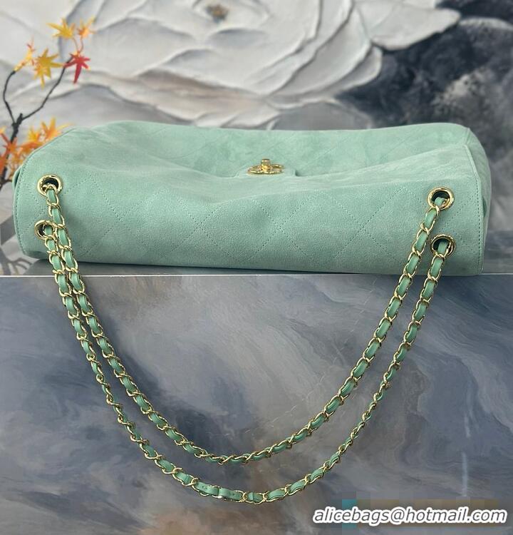 Well Crafted Chanel Maxi Flap bag Suede Calfskin & Gold-Tone Metal AS6233 Tiffany Blue 2026