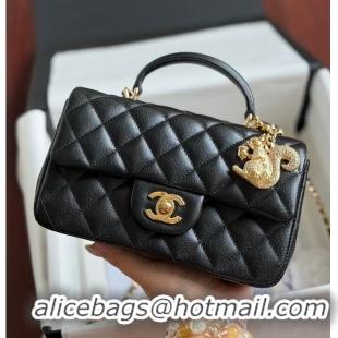Top Grade Chanel Mini Flap Bag with Top Handle Lambskin & Gold-Tone Metal CH59906 Black 2026