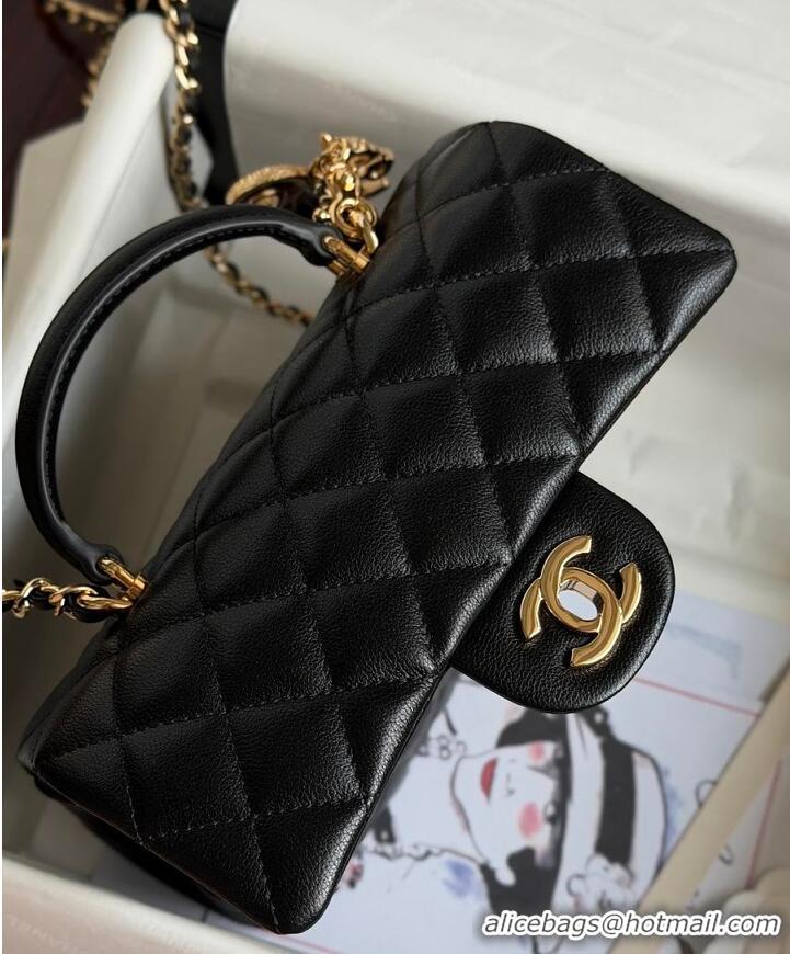 Top Grade Chanel Mini Flap Bag with Top Handle Lambskin & Gold-Tone Metal CH59906 Black 2026