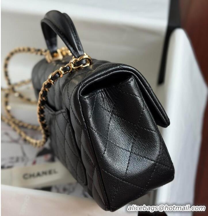 Top Grade Chanel Mini Flap Bag with Top Handle Lambskin & Gold-Tone Metal CH59906 Black 2026
