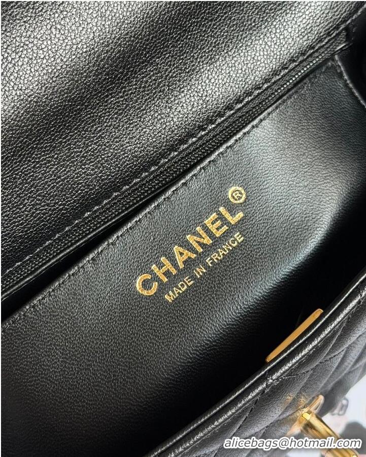 Top Grade Chanel Mini Flap Bag with Top Handle Lambskin & Gold-Tone Metal CH59906 Black 2026