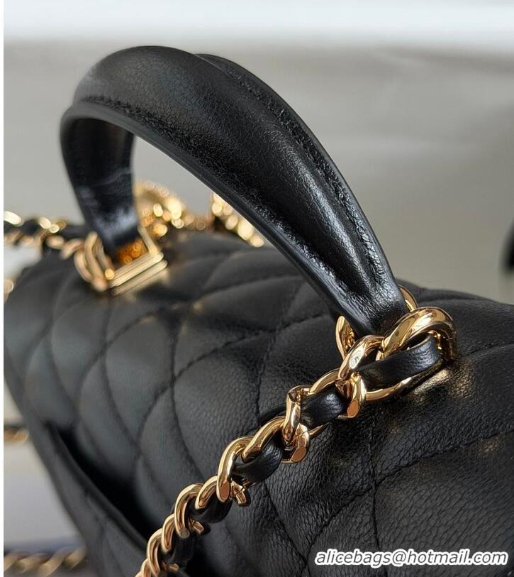 Top Grade Chanel Mini Flap Bag with Top Handle Lambskin & Gold-Tone Metal CH59906 Black 2026