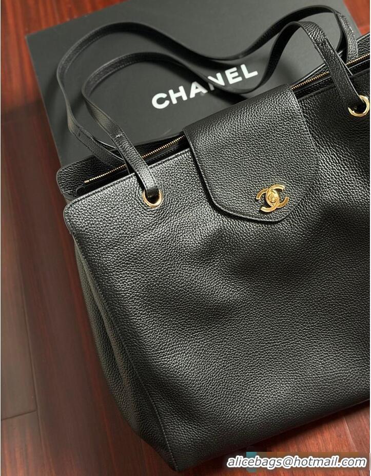 Grade Design Chanel LARGE SHOPPING BAG Grained Calfskin & Gold-Tone Metal CH59907 Black 2026
