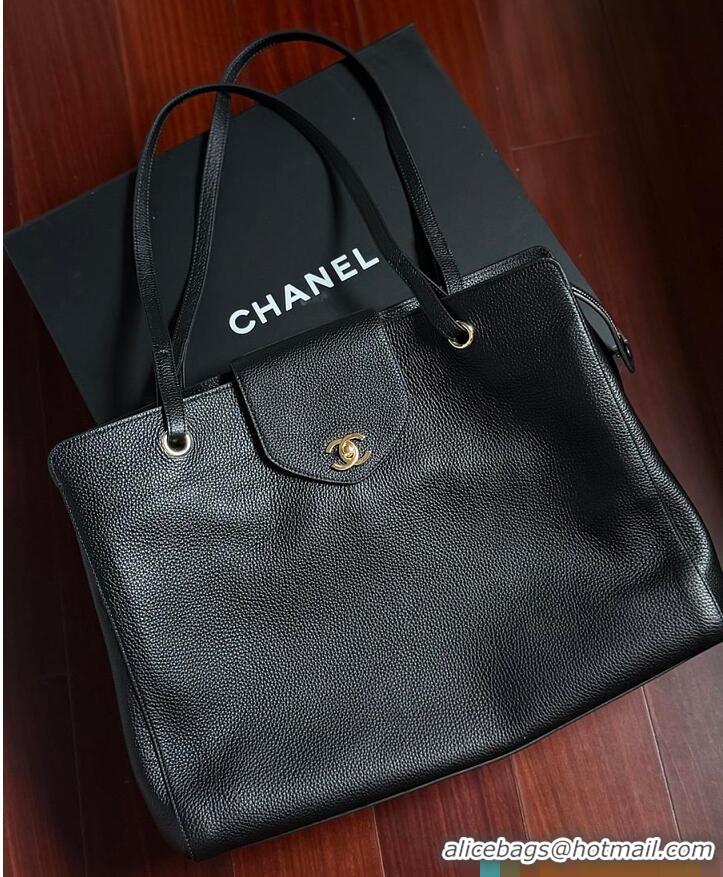 Grade Design Chanel LARGE SHOPPING BAG Grained Calfskin & Gold-Tone Metal CH59907 Black 2026