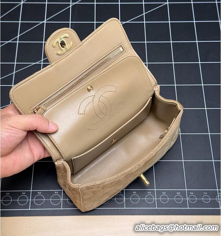 Discount Chanel MINI FLAP BAG Suede Calfskin & Gold-Tone Metal CH59908 Dark Beige FALL WINTER 2026 PRE-COLLECTION