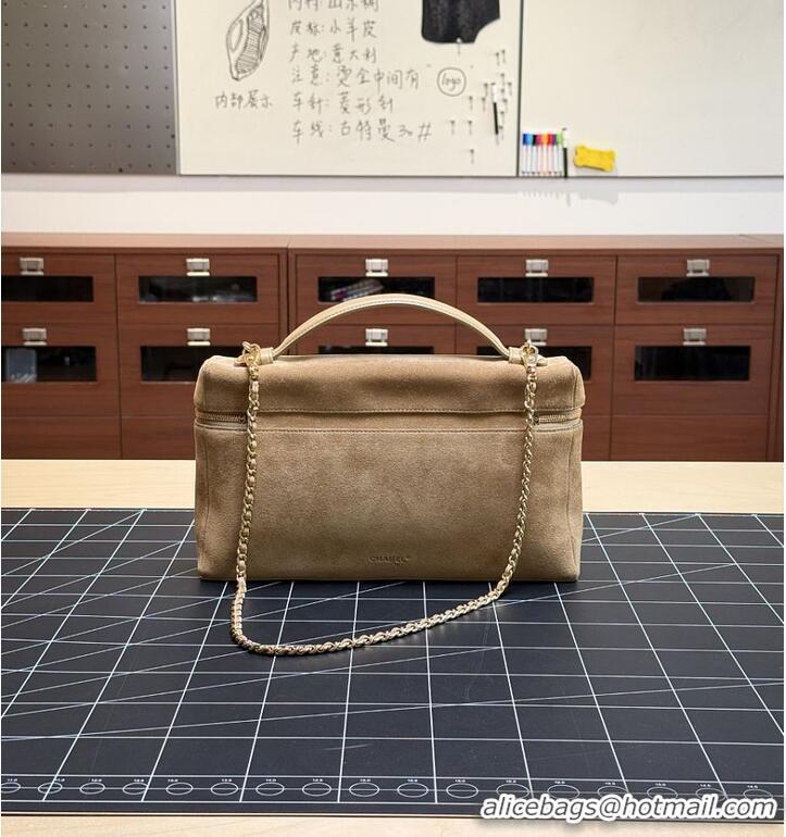 New Fashion Chanel Metiers D'art Large Vanity with chain Suede Calfskin & Gold Metal CH59909 Dark Beige 2026