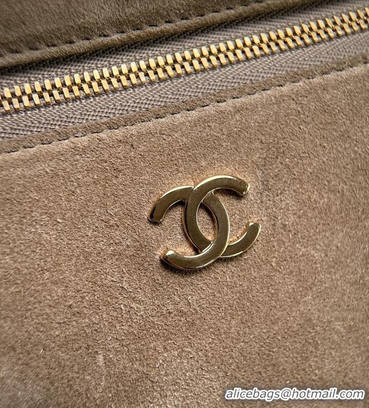 New Fashion Chanel Metiers D'art Large Vanity with chain Suede Calfskin & Gold Metal CH59909 Dark Beige 2026
