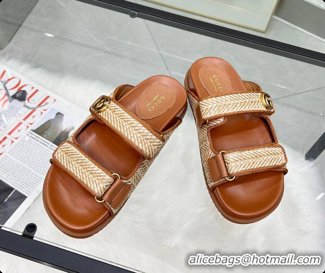 Discount Gucci Sandal With Double G in Brown 60702001