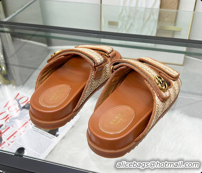 Discount Gucci Sandal With Double G in Brown 60702001