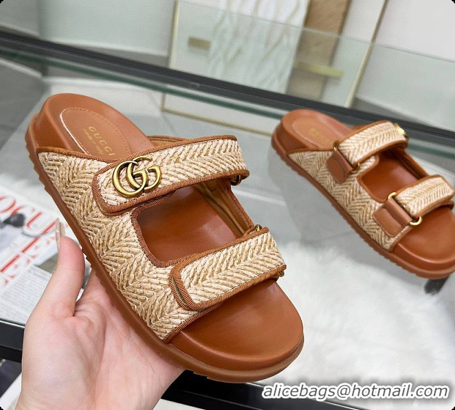 Discount Gucci Sandal With Double G in Brown 60702001