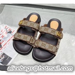 Top Design Gucci Sandal With Double G in Dark Brown 60702001