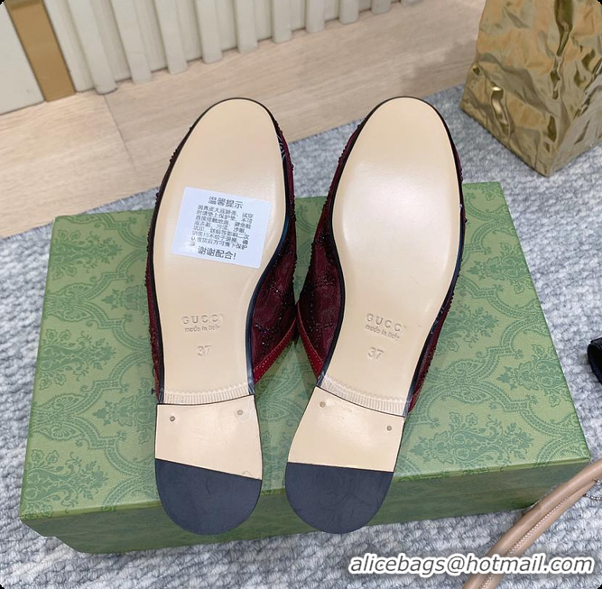 Stylish Gucci Horsebit Crystal Mule Loafers Red 60702002
