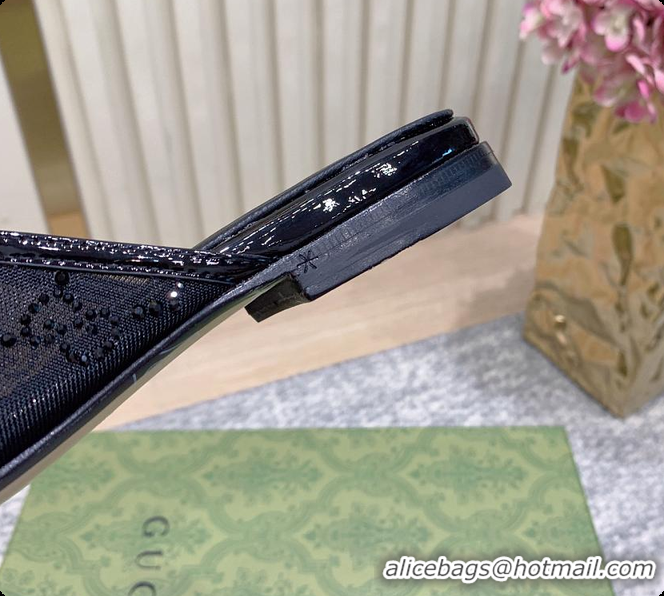 Popular Style Gucci Horsebit Crystal Mule Loafers Black 60702002