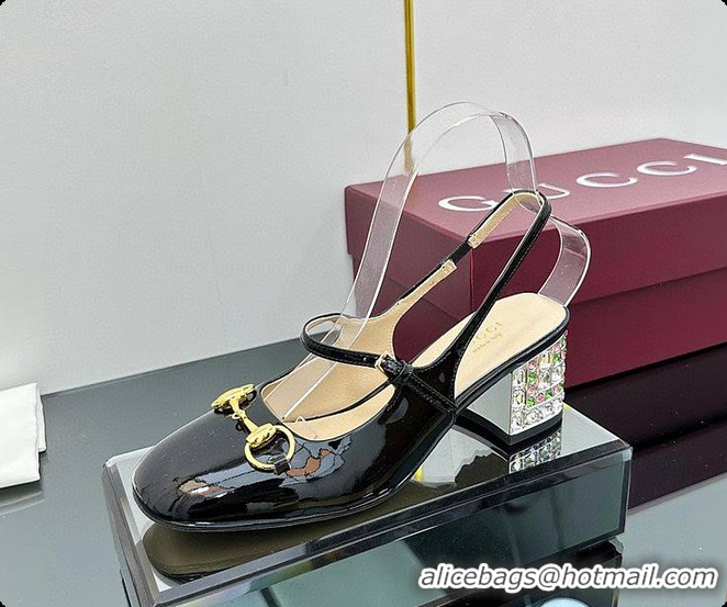 Good Quality Gucci Women's Horsebit Pump with Crystals Black 60702004