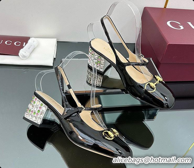 Good Quality Gucci Women's Horsebit Pump with Crystals Black 60702004