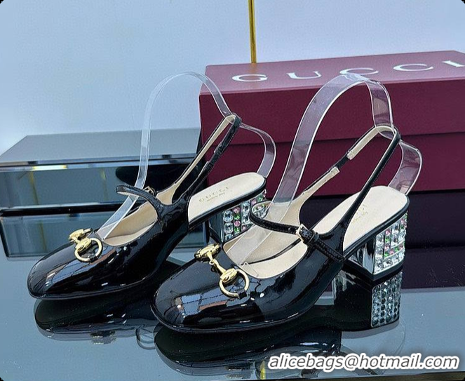 Good Quality Gucci Women's Horsebit Pump with Crystals Black 60702004