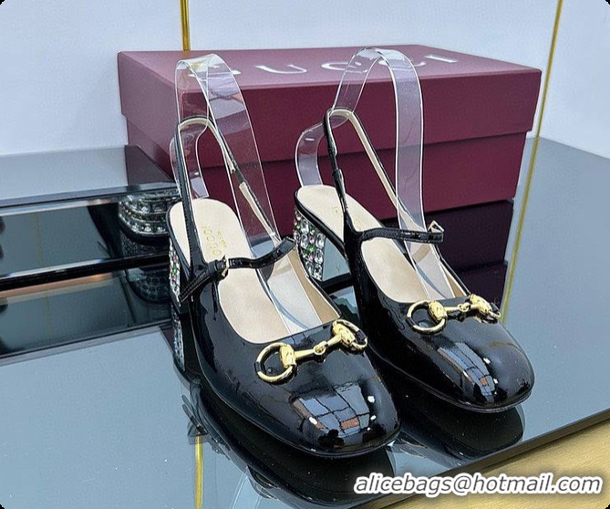 Good Quality Gucci Women's Horsebit Pump with Crystals Black 60702004
