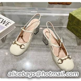 Most Popular Gucci Women's Horsebit Pump with Crystals White 60702004